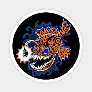 Anglerfish doodle style - Orange, Magnet